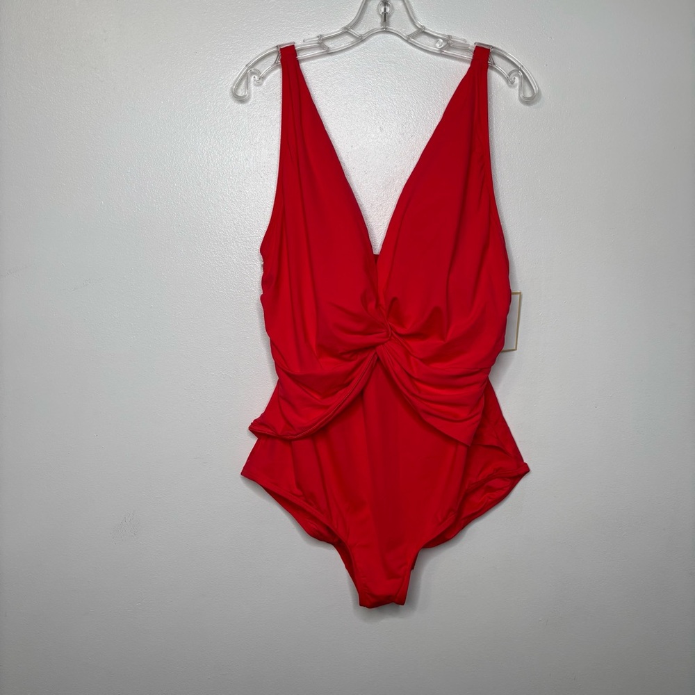 MICHAEL Michael Kors Red Twist-Front One-Piece Swimsuit